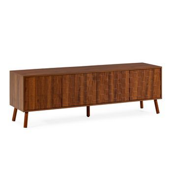 Mueble Tv Canadá 4 Puertas Efecto Nogal