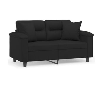 Vidaxl sofá de 2 plazas con cojines tela de microfibra negro 120 cm