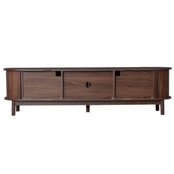 Mueble Tv Marrón De 165 Cm Con Puertas Correderas Y Puerta Abatible Central