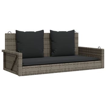 Banco Columpio | Banco De Jardín Con Cojines Ratán Sintético Gris 119x56x48 Cm