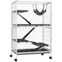 jaula para animales pequenos con ruedas rampas hamaca y bandeja extraible para chinchillas hurones 80x52x128 cm blanco