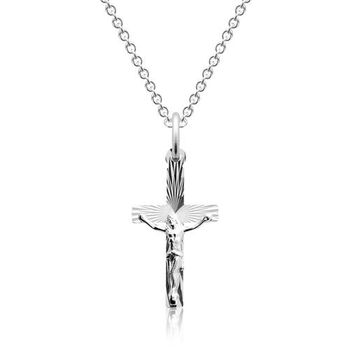 Cadena cruz de plata con colgante