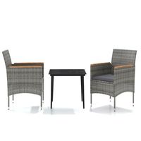 juego de comedor de jardin 3 uds con cojines gris y negro cfw552907