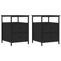 pack 2 uds mesitas de noche  mesilla de noche madera de ingenieria negro 44x45x60 cm