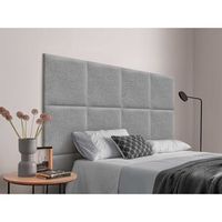 dhome cabecero tapizado para camas de 135cm compuesto de paneles autoadhesivos intercambiables de lino natural cama lujo dormitorio acolchado gris