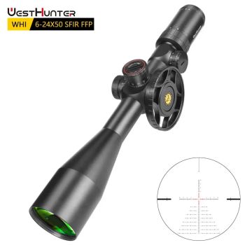 WestHunter WHI 6-24X50 SFIR FFP alcance primer plano Focal mira telescópica rueda de parallax grande R & G bloqueo iluminado miras de reinicio