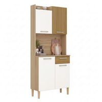 aparador gabi cocina 4 puertas 1 cajon en colores blanco y madera claro melamina 175x74x36 cm