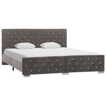 Estructura De Cama Sin Colchón Terciopelo Gris 160x200 Cm Vidaxl