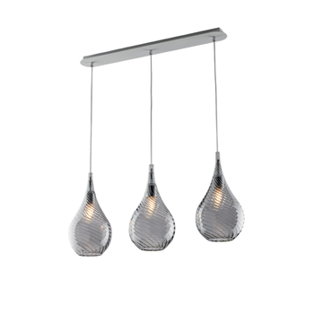 Pluvia Riel De Hierro Con Cristal Pyrex Gris 3 Luces L.75 X 10 Bl264-bin3-gr