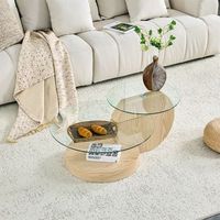 mesa de centro de cristal de dos niveles mdf 90 x 70 x 44 cm