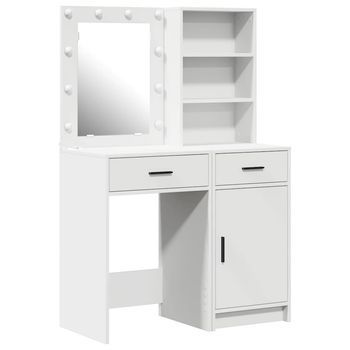Conjunto De Mesa De Vestidor Con Led 2 Piezas Madera De Ingeniería