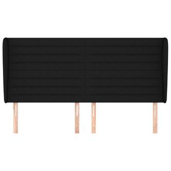 Cabecero Cama Mueble De Dormitorio Con Orejas De Tela 163 X 23 X 118/128 Cm Negro M02_0003605