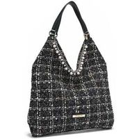 nicole lee bandolera bolso hobo grande estilo tweed negro para mujer