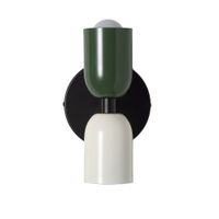 aplique de pared doble e27 metal negro verde crema h20 cm
