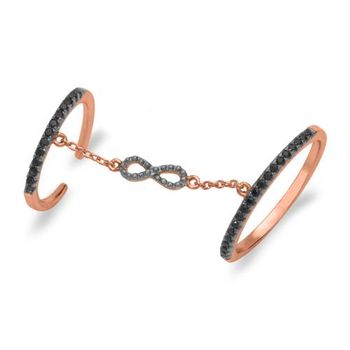Anillo chapado en oro rosa símbolo del infinito plata