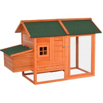 PawHut Gallinero de madera prefabricado con nido para la cría y caseta con bandeja extraíble   Aosom España