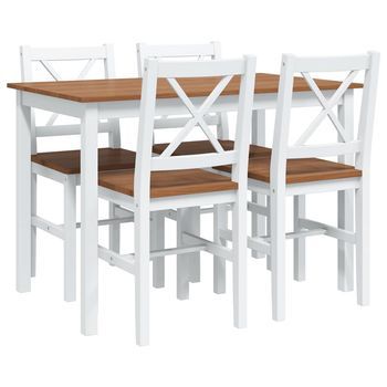 Juego De Muebles De Comedor 5 Piezas Marrón Y Blanco Vidaxl