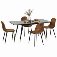conjunto mesa 14 extensible 120-160cm y 4 sillas urban meuble - negro