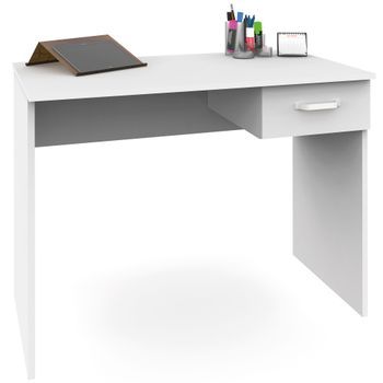 Mesa Escritorio Ordenador 75x90x50cm, 1 Cajón Almacenamiento, Oficina, Habitación Juvenil, Desk Blanco  Briebe Prakt