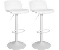 set de 2 taburetes de bar almada en polipiel simil cuero blanco 46x435x75 cm