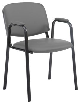 Silla con patas de metal y asiento en simil cuero gris