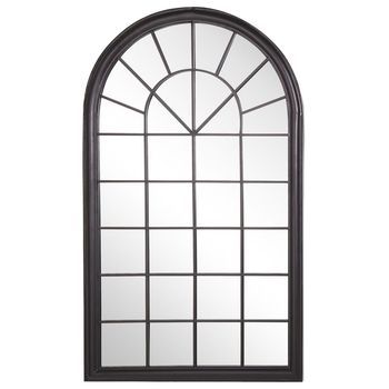 Espejo De Pared De Metal Negro 77 X 130 Cm Ventana Arqueada Vintage Decoración Trevol