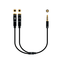 cable adaptador audio nano cable jack 35m - 2xjack 35h 30cm negro