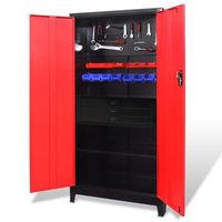 armario de herramientas con baul acero negrorojo 90x40x180 cm vidaxl