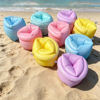 2 piezas de nuevas bandas inflables de color macaron para brazos para todas las edades anillos de natacion mangas flotantes de pvc para natacion de verano