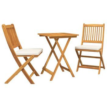 Juego Bistro De Jardín 3 Piezas | Mueble De Jardín Marrón Madera De Acacia Sólida