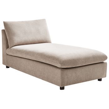 Chaise Longue Elegante Tapicería De Poliéster Sin Brazos Muebles De Sala De Estar Gris Pardo Vizille