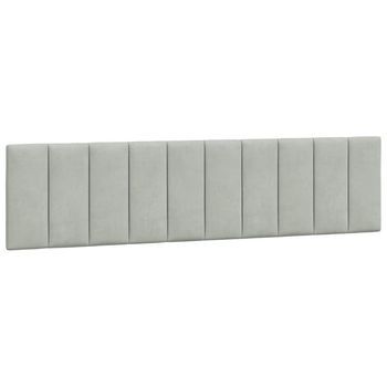 Cabecero De Cama Acolchado Hanko Terciopelo Gris Claro 200 Cm Vidaxl