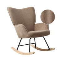 sillon mecedora de pana comodo respaldo ancho con reposabrazos patas de metal negras salon dormitorio gris pardo arset