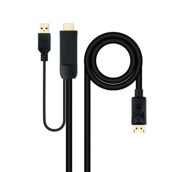 Cable Conversor Nanocable HDMI 2.0 a DisplayPort V1.2 1,8 m Negro