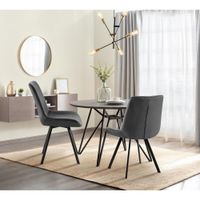 silla de comedor con reposapies en terciopelo gris oscuro