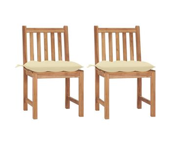 Sillas de jardin 2 unidades madera maciza de teca con cojines