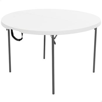 Mesa Redonda Plegable Polietileno de Alta Densidad 43 Mm, 122x122x74 Cm, Blanco