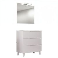 kibath mueble de bano con lavabo espejo y aplique led victoria 80x45 cm acabado blanco mate 3 cajones con patas