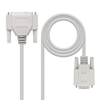 Cable Serie Nanocable 10.14.0802 DB9 Hembra - DB25 Macho 1.8m Beige Null Modem RS232 RoHS