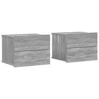 pack 2 uds mesitas de noche  mesa auxiliar  mesilla contrachapada gris sonoma 40x30x30 cm