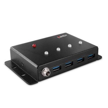 Hub Lindy 4 puertos 5000 Mbit/s USB 3.2 Gen 1 43374 Metal Negro