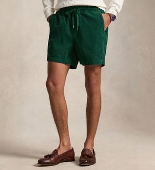 Polo Ralph Lauren para hombre. 710B19632005 Pantalón corto prepster Polo de pana verde (M), Casual, Algodón