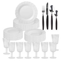 vajilla blanca de 24pzs  8 copas de cristal 300ml  cuberteria de 32 pzs