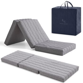 Colchon Plegable 90x195x12 Núcleo Espuma Hd 10 + 2 Cm Viscoelastica. Colchon Plegable Muy  Versátil Transpirable Funda Lavable Y Bolsa De Transporte. Color Gris
