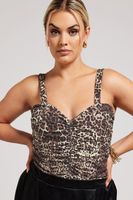 yours london body marron leopardo con fruncidos mujer curvy y tallas grandes yours london