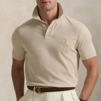 polo ralph lauren custom slim fit tonal pp cotton mesh polo shirt - m