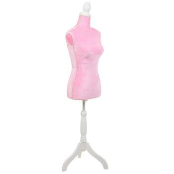 Maniquí De Madera Y Espuma Forrado De Tela Rosa 24x37,5x168