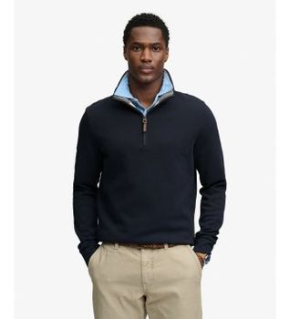 Superdry para hombre. M2014535A Sudadera Essential Pique Half Zip marino (XXL), Casual, Algodón