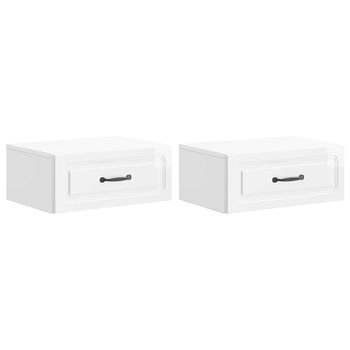 Mesita De Noche De Pared 2 Pcs Brillante 49 X 34,5 X 20 Cm Vidaxl