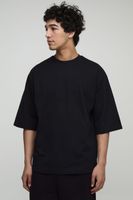 camiseta oversize gruesa con mangas a la mitad entrelazadas negro